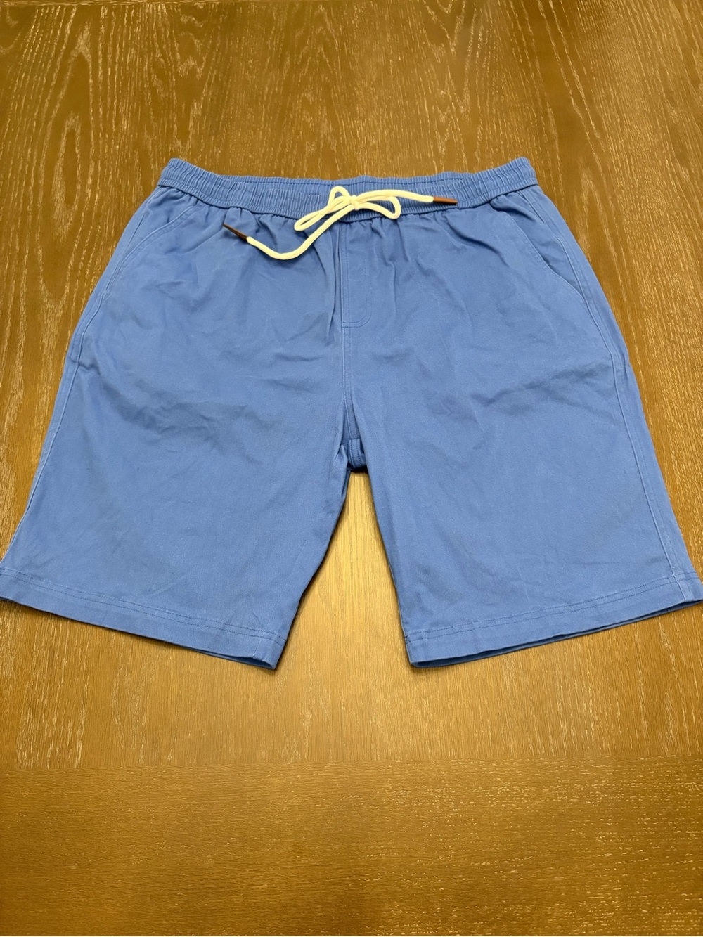 Men's Coofandy Blue Elastic Waist Casual Shorts with Cream Drawstring